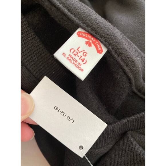 Holiday Time Here for the Cheer Black Sweatshirt Top Sweater NEW Large - Picture 8 of 9